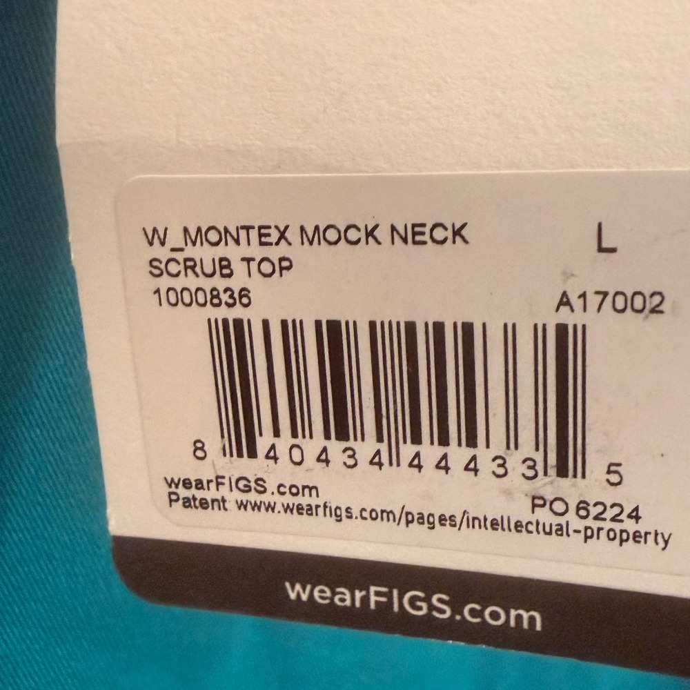 FIGS Montex Mock Neck Scrub Top Teal Blue Womens Large 1000836 NWT - Picture 3 of 6